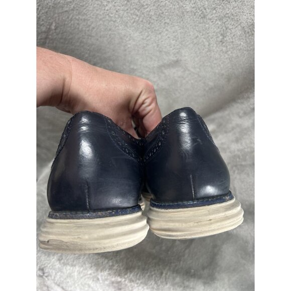 Cole Haan Shoes Men Sz 13 Navy Blue Grand Shortwing Wingtip Wing Oxfords Denim - Picture 7 of 7